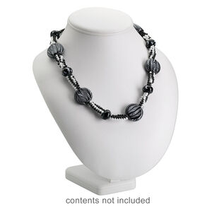 Display, necklace, leatherette, white, 10 x 9-1/2 x 6-3/4 inches. Sold individually.