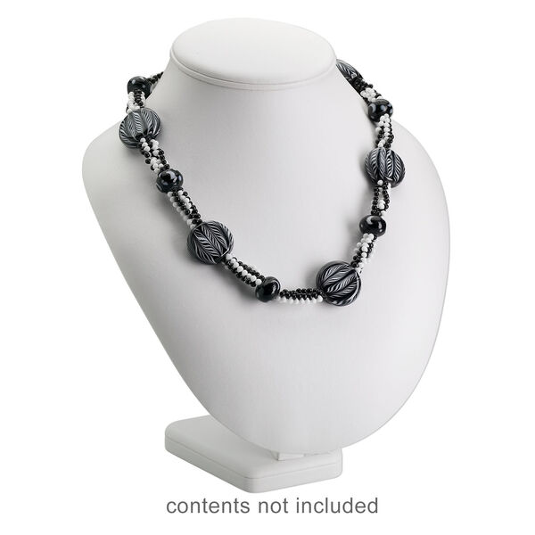 Display, necklace, leatherette, white, 10 x 9-1/2 x 6-3/4 inches. Sold individually. image number 0