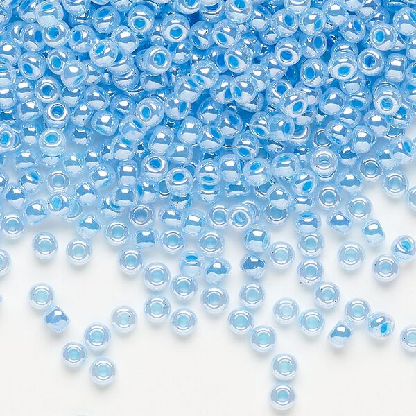 Seed bead, Miyuki, glass, pkg/250g, #8 rocaille, opaque blue luster alabaster (RR-537). image number 0