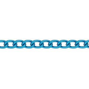 Chain 1pkg1 curb, 4mm, aluminum / anodized blue 5 foot unfinished
