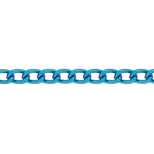 Chain, anodized aluminum, blue, 4mm curb. Sold per pkg of 5 feet. image number 0