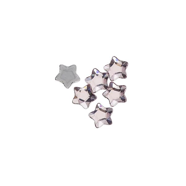 Flat back 6pk light rose foil back, Crystal Passions® hotfix rhinestone 6mm star flower 3754 image number 0