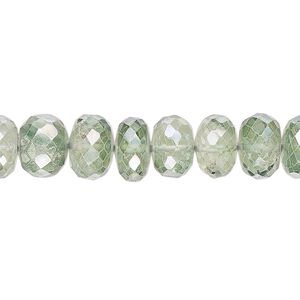 Quartz crystal 1pkg1, hand-cut faceted rondelle bead 7 inch 9x4mm-10x7mm