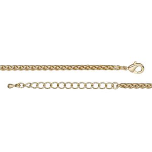 Chain 1pkg1 ponytail, 3.2mm / lobster claw clasp, gold-finished brass 16 inch