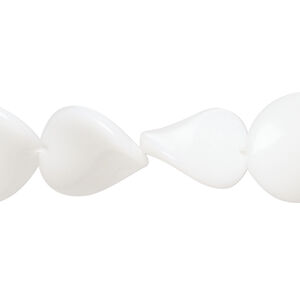Bead 1pkg1 glass, opaque white, 16mm twisted flat round, 15 inches.