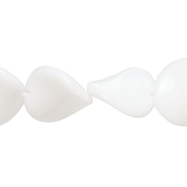 Bead 1pkg1 glass, opaque white, 16mm twisted flat round, 15 inches. image number 0