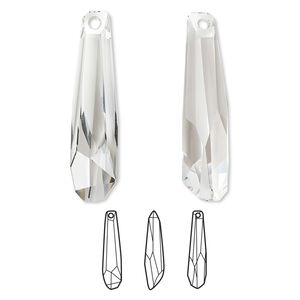 Focal 12pk crystal partially frosted, Swarovski® 30x7mm pendant crystalacite 6017/G