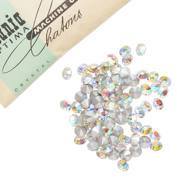 Chaton 144pk crystal AB, vintage Preciosa Czech crystal rhinestone 7.927-8.164mm round SS38 image number 0