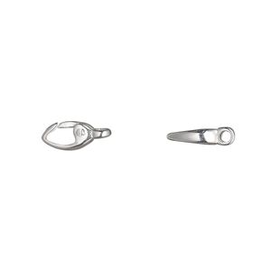 Clasp self-closing 1pkg1 sterling silver, 9x5mm marquise, 1-strand