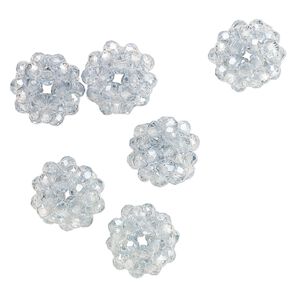 Bead, glass and monofilament, transparent light grey, 10mm round. Sold per pkg of 6.