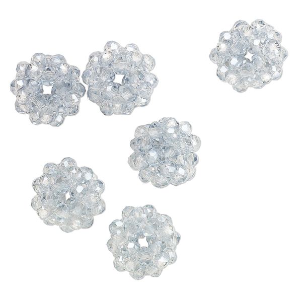 Bead, glass and monofilament, transparent light grey, 10mm round. Sold per pkg of 6. image number 0