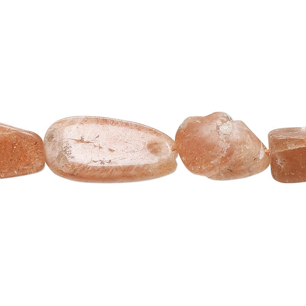 Bead, sunstone (natural), mini to medium hand-cut unpolished nugget, Mohs hardness 6 to 6-1/2. Sold per 14-inch strand. image number 0