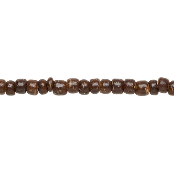 Bead, wood (waxed), dark brown, 3x1.5mm-3.5x3mm hand-cut rondelle. Sold per pkg of (2) 15-1/2" to 16" strands. image number 0
