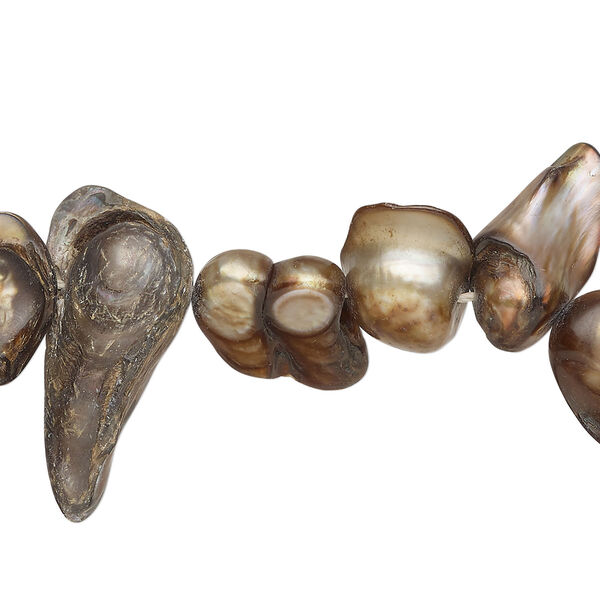 Freshwater pearl 1pkg1, baroque, 15 inch antique brown 10x8mm-35x13mm cultured image number 0