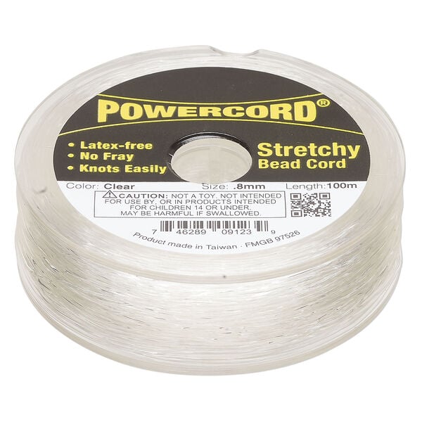 Powercord&reg; 1pkg1 no-fray elastic, clear, .8mm, 8.5-pound test, 100-meter spool. image number 0