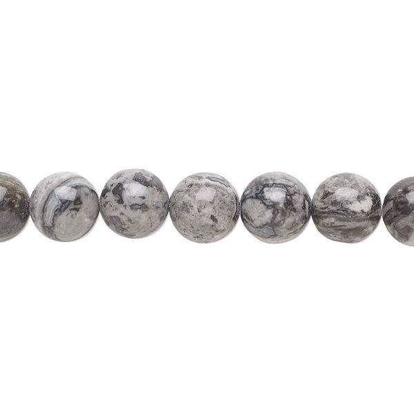 Bead, silver crazy lace agate (natural), 8mm round, B grade, Mohs hardness 6-1/2 to 7. Sold per 15-1/2" to 16" strand. image number 0