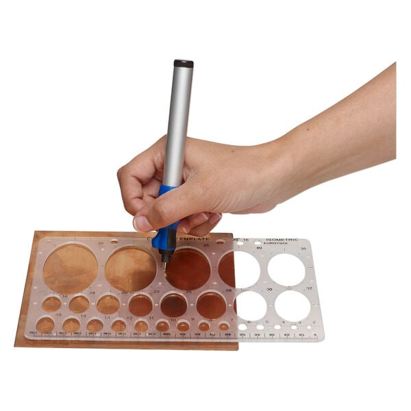 Template, EUROTOOL&reg;, plastic, clear, 10x5 inches with 1-36mm circles and 8x5-1/4 inches with 5x3mm-70x40mm ovals. Sold per 2-piece set. image number 1