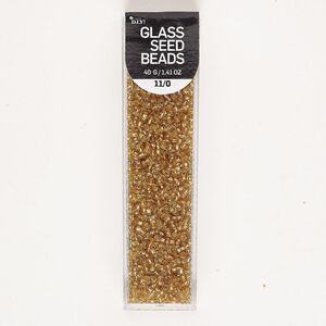Glass 1pkg1, #11 round seed bead silver-lined gold 40 gram