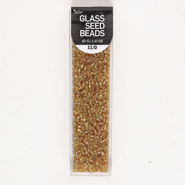Glass 1pkg1, #11 round seed bead silver-lined gold 40 gram image number 0
