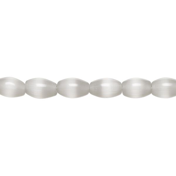 Bead, cat's eye glass (fiber optic glass), grey, 7x5mm-8x6mm oval, quality grade. Sold per 15-1/2" to 16" strand. image number 0