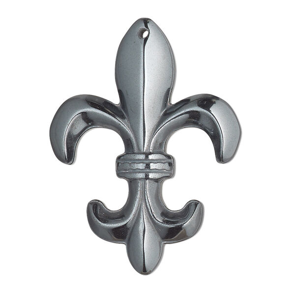 Focal, Hemalyke™ (man-made), 38x28.5mm single-sided fleur-de-lis. Sold individually. image number 0