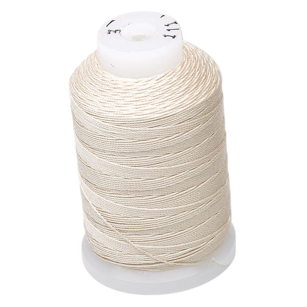 Thread, Purely Silk™, 3-ply, ecru, size E. Sold per 200-yard spool. image number 0