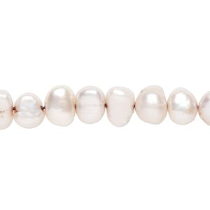 Freshwater pearl 1pkg1, flat-sided rice, 15 inch beige 8x5mm-9x7mm cultured