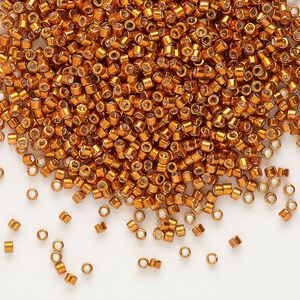 Seed bead, Delica®, glass, pkg/7.5g, #11 round, opaque galvanized burnt orange (DB-0421).