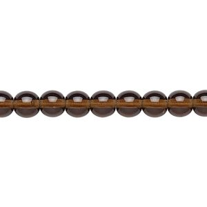 Bead, Preciosa, Czech glass druk, transparent dark brown, 6mm round. Sold per 15-1/2" to 16" strand.