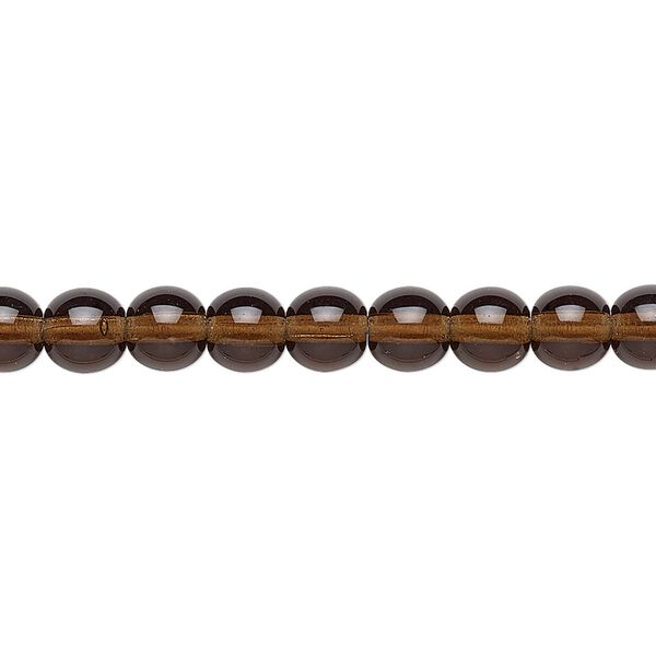 Bead, Preciosa, Czech glass druk, transparent dark brown, 6mm round. Sold per 15-1/2" to 16" strand. image number 0