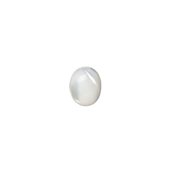 Cabochon, mother-of-pearl shell (bleached), white, 10x8mm calibrated oval, Mohs hardness 3-1/2. Sold per pkg of 4. image number 0