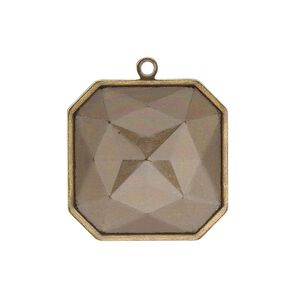 Drop, Almost Instant Jewelry®, antique gold-plated brass, 25mm square with 23mm square setting. Sold per pkg of 2.