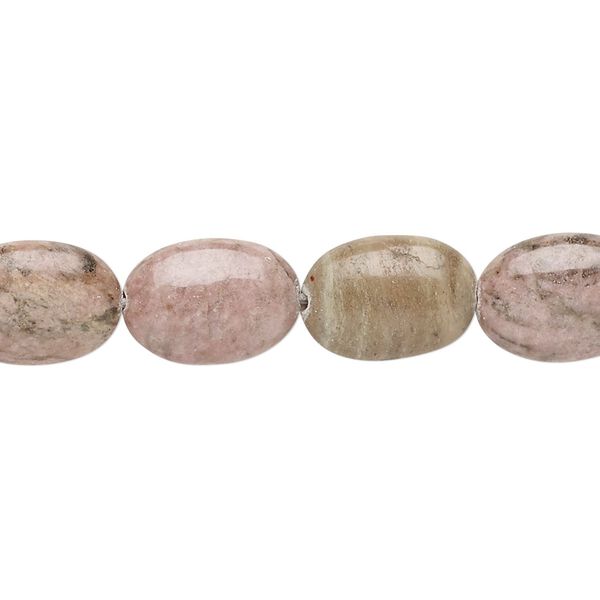 Rhodonite 1pkg1, puffed oval bead natural 15.5-16 inch 14x10mm image number 0