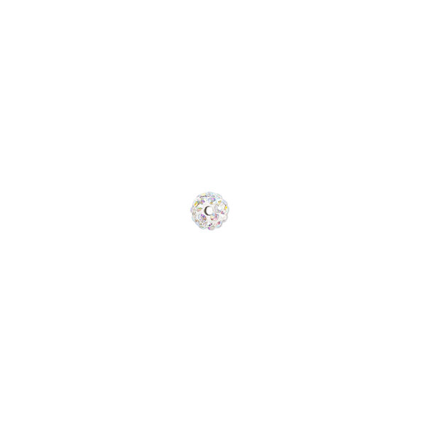 Bead, glass rhinestone / epoxy / resin, white and clear AB, 8mm round. Sold individually. image number 1