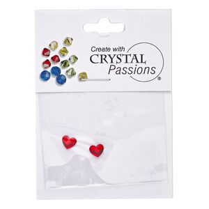 Flat back 2pk light Siam foil back, Crystal Passions® hotfix rhinestone 6mm heart 2808