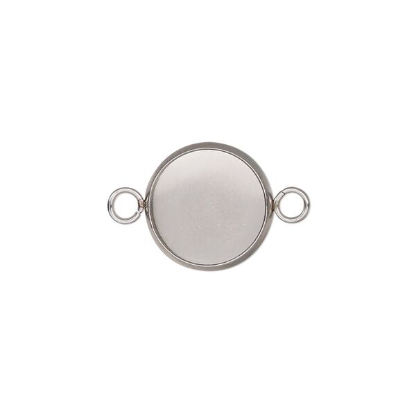 Link, stainless steel, 14mm round with 12mm round setting. Sold per pkg of 4. image number 0