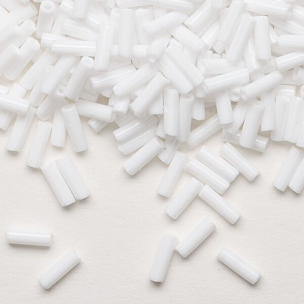 Bead, Preciosa Ornela Czech glass, bugle bead, pkg/50g, #3, opaque white, (03050). image number 0