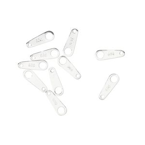 Chain tab, sterling silver, 9x3mm two-sided. Sold per pkg of 10.