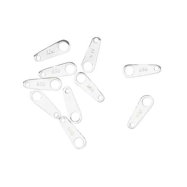 Chain tab, sterling silver, 9x3mm two-sided. Sold per pkg of 10. image number 0