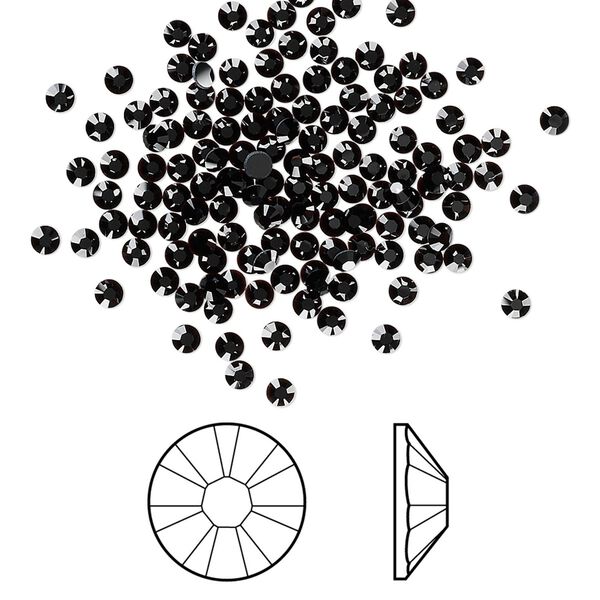 Flat back 1440pk jet foil back, Swarovski® 2.1-2.3mm rose round SS7 2058 image number 0