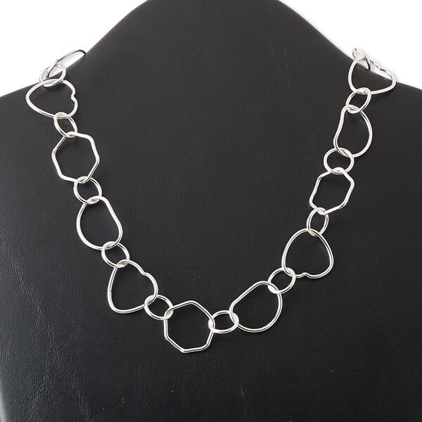Chain, silver-plated copper, 13mm-25x22mm multi-shape, 18 inches with S-hook clasp. Sold individually. image number 0
