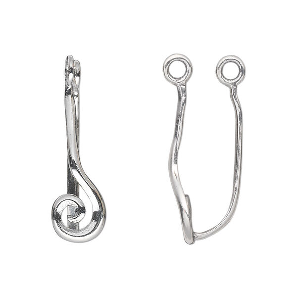 Bail, JBB Findings, donut, antiqued sterling silver, 23x9mm overall with swirl design, 19x5.5mm grip length. Sold individually. image number 0