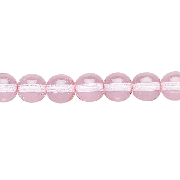 Bead, Czech dipped décor glass druk, pink, 8mm round. Sold per 15-1/2" to 16" strand. image number 0
