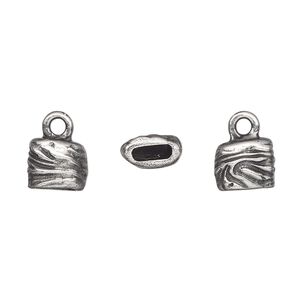 End cap, TierraCast®, pewter (tin-based alloy), 9x9mm 2-sided with jardin design, crimp or glue in. Sold per pkg of 20.