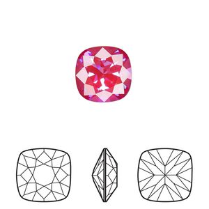 Fancy stone 1pk crystal royal red DeLite, Crystal Passions® 12mm cushion 4470