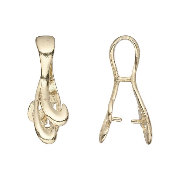 Bail, JBB Findings, ice-pick, brass, 26x7mm double curve, 8.5mm grip length. Sold individually. image number 0
