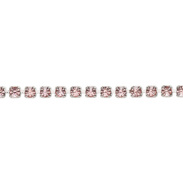 Cupchain, Vintage Crystal™, imitation rhodium-plated brass, light rose, 2.5mm round. Sold per 1-meter section. image number 0