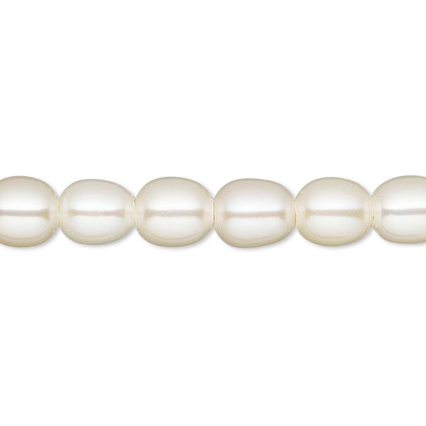 Pearl, White Lotus™, cultured freshwater (bleached), white, 7-7.5mm rice, B grade, Mohs hardness 2-1/2 to 4. Sold per 15-1/2 to 16-inch strand. image number 0