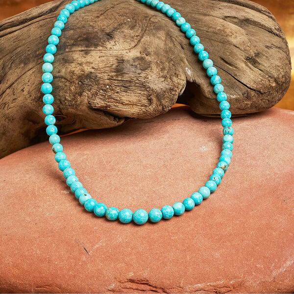 Bead 1pk Kingman turquoise, stabilized, B grade 4.5-6.5mm graduated hand-cut round 15.5-16 inch image number 2