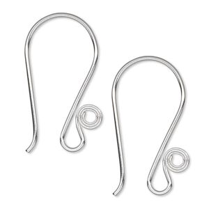 Ear wire fishhook 1pkg4 Hill Tribes silver-plated, 30mm / open loop / spiral, 18 gauge brass 2 pair